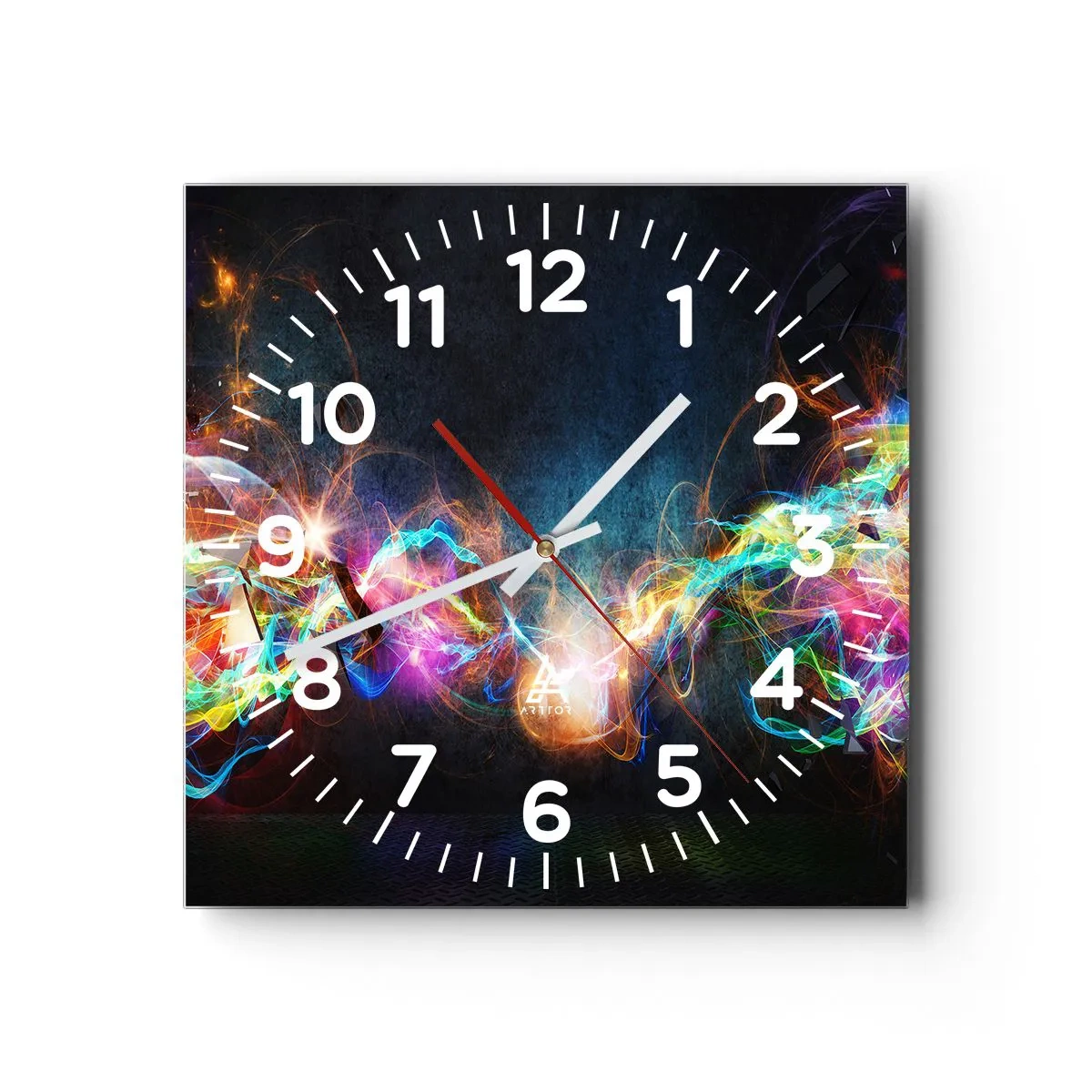 Wanduhr - Glasuhr - Freudig gegen die Dunkelheit - 30x30 cm