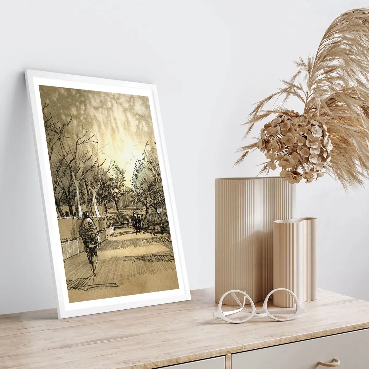 Poster in einem weißen Rahmen - Ein Moment mit einer Feder angehalten - 30x40 cm