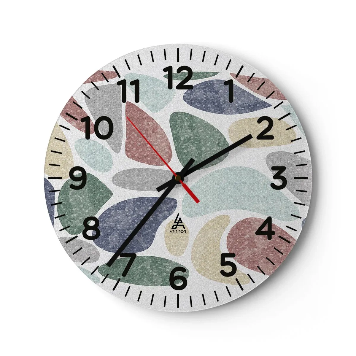 Wanduhr - Glasuhr - Mosaik aus pulverförmigen Farben - 40x40 cm
