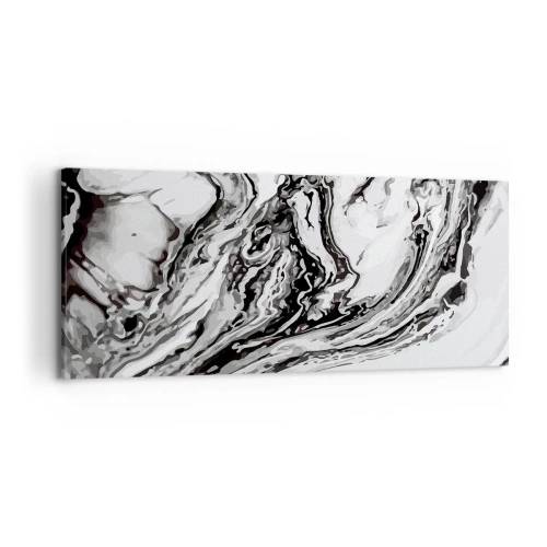 Bild auf Leinwand - Leinwandbild - Abstraktes Marmormuster in Schwarz und Weiß - 120x50cm - Am Anfang war Chaos - Moderne Wanddekoration für Wohnzimmer und Schlafzimmer ARTTOR