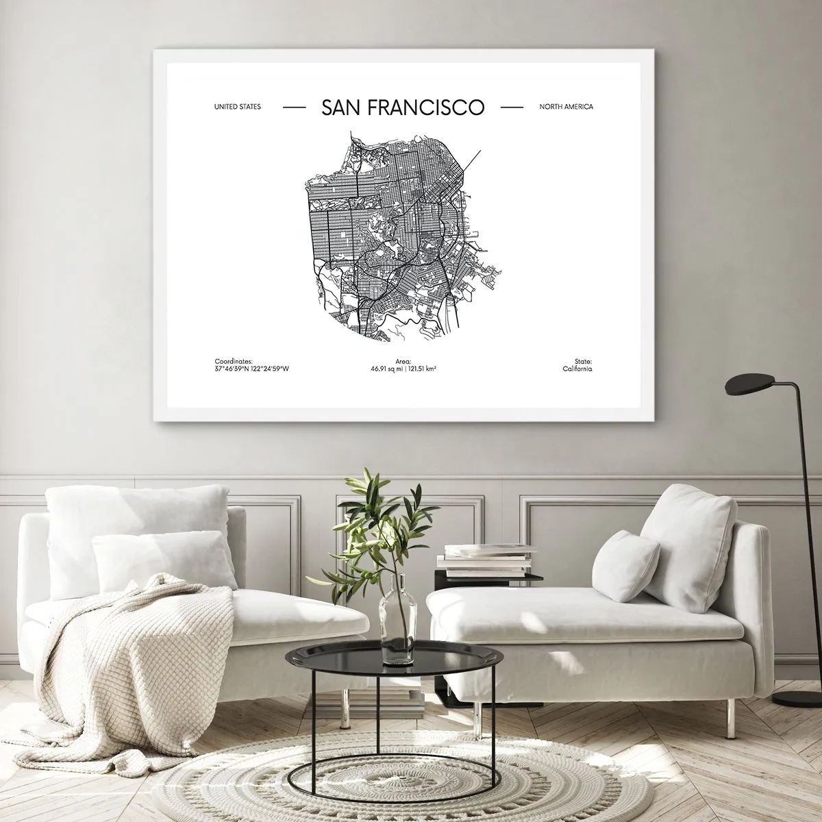 Poster in einem weißen Rahmen - Anatomie von San Francisco - 40x30 cm