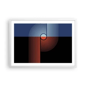 Poster in einem weißen Rahmen - In einer geometrischen Umarmung - 70x50 cm