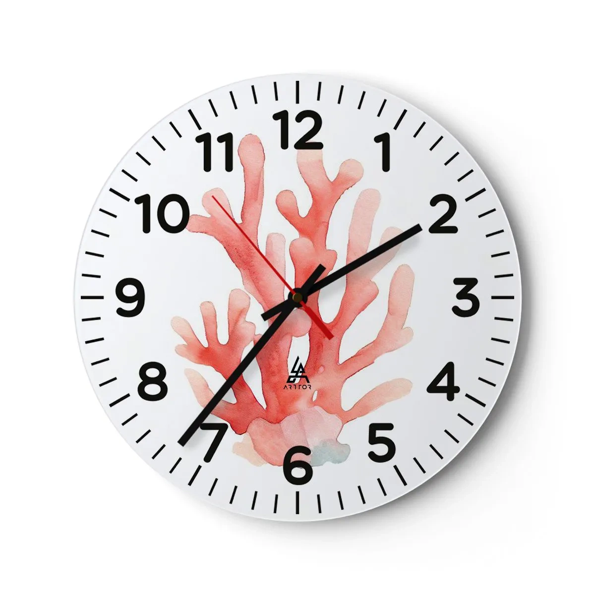 Wanduhr - Glasuhr - Korallenfarbene Koralle - 30x30 cm
