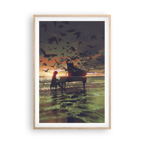 Poster in einem Rahmen aus heller Eiche - Konzert für Klavier und Wellen - 61x91 cm