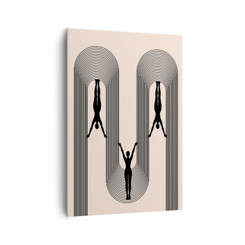 Bild auf Leinwand - Leinwandbild - Geometrische Silhouetten auf beigem Hintergrund - 70x100cm - Verkehrt herum - Moderne Wanddekoration für Wohnzimmer und Schlafzimmer ARTTOR