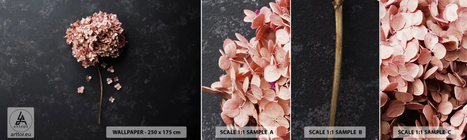 Fototapetenmuster Standard Eco - Wirklich romantisches Zeichen - Blume, Hortensie, Natur - 100x30 cm