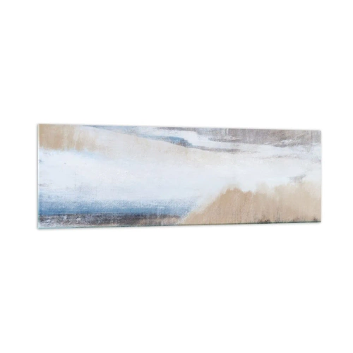 Glasbild - Bild auf glas - Abstrakte Winterlandschaft in Weiß- und Blautönen - 160x50cm - Winterkomposition - Moderne Wanddekoration für Wohnzimmer und Schlafzimmer ARTTOR