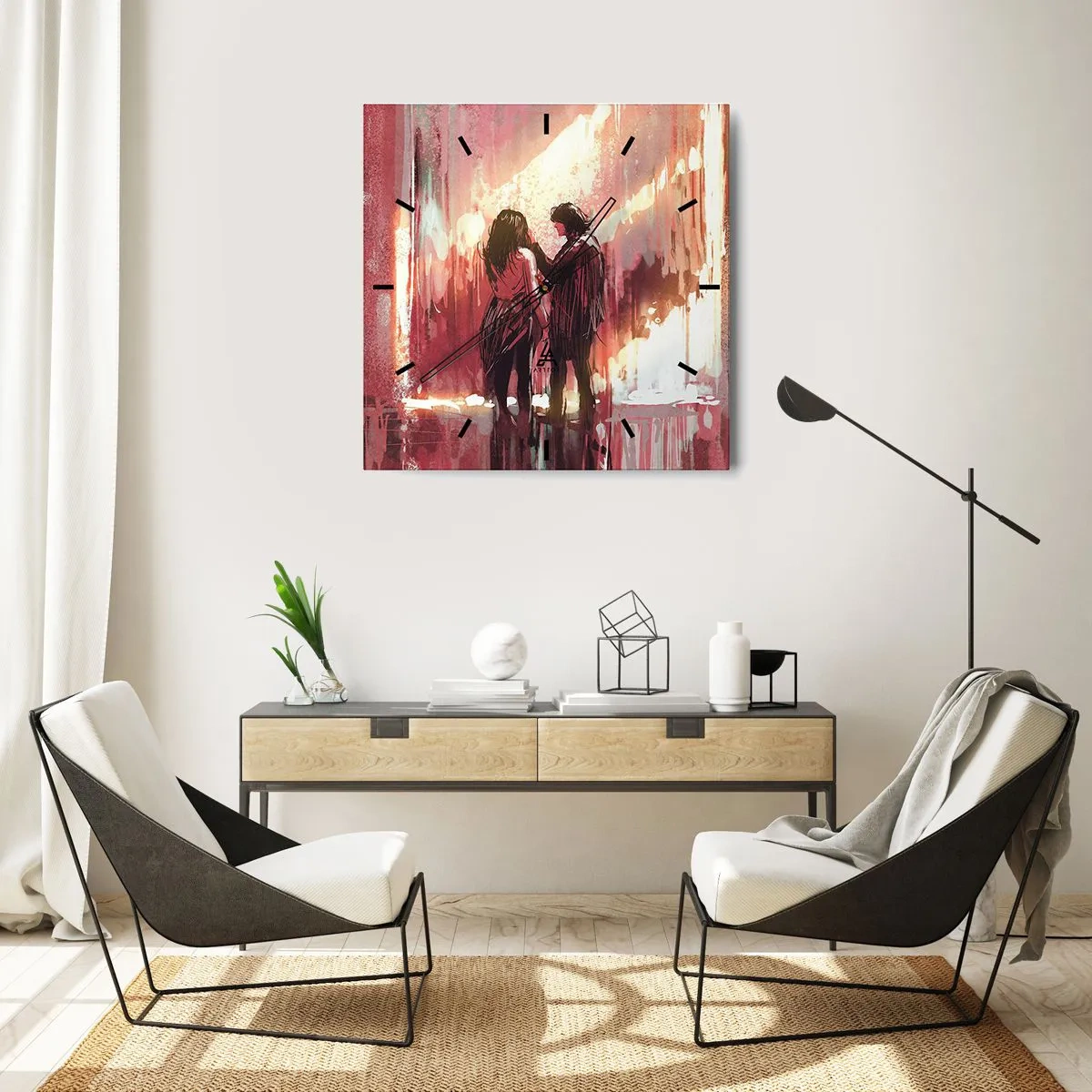 Wanduhr - Glasuhr - Das ewige Schauspiel der Liebe - 30x30 cm