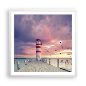 Poster in einem weißen Rahmen - Es ist Zeit zum Hafen zu gehen - 60x60 cm