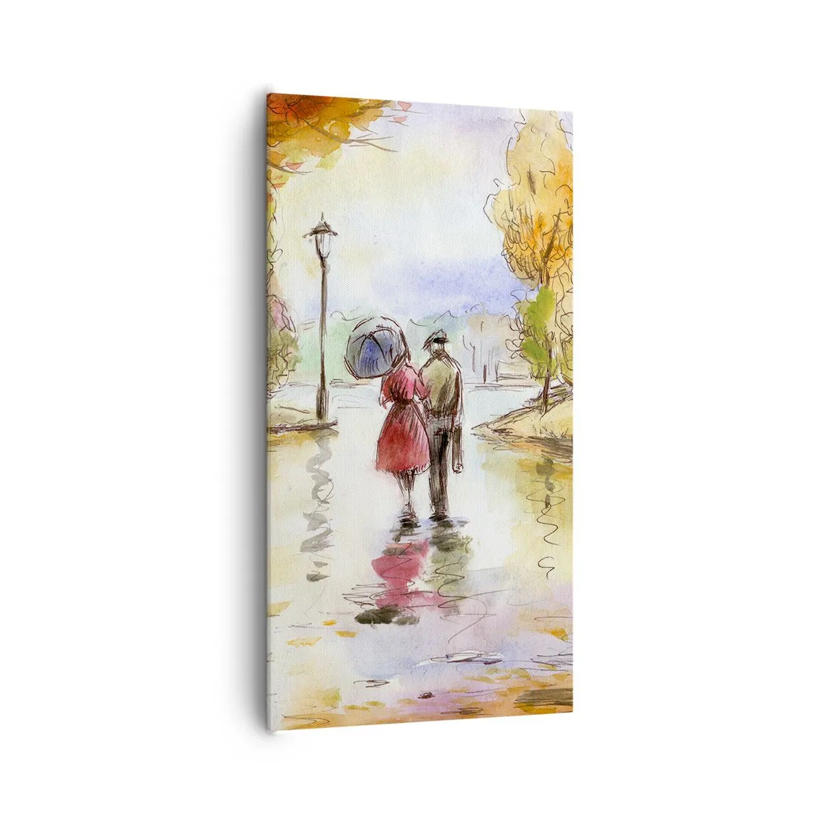 Bild auf Leinwand - Leinwandbild - Romantischer Herbst im Park - 65x120 cm
