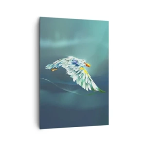 Bild auf Leinwand - Leinwandbild - Abstrakter Adler im Flug vor einem türkisfarbenen Himmel - 70x100cm - Der Adler deiner Flüge ist die Kraft - Moderne Wanddekoration für Wohnzimmer und Schlafzimmer ARTTOR