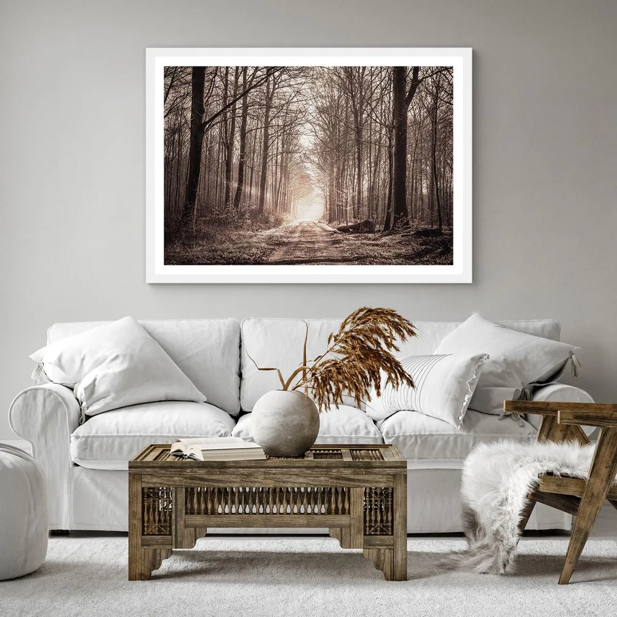 Poster in einem weißen Rahmen - Waldkathedrale - 40x40 cm