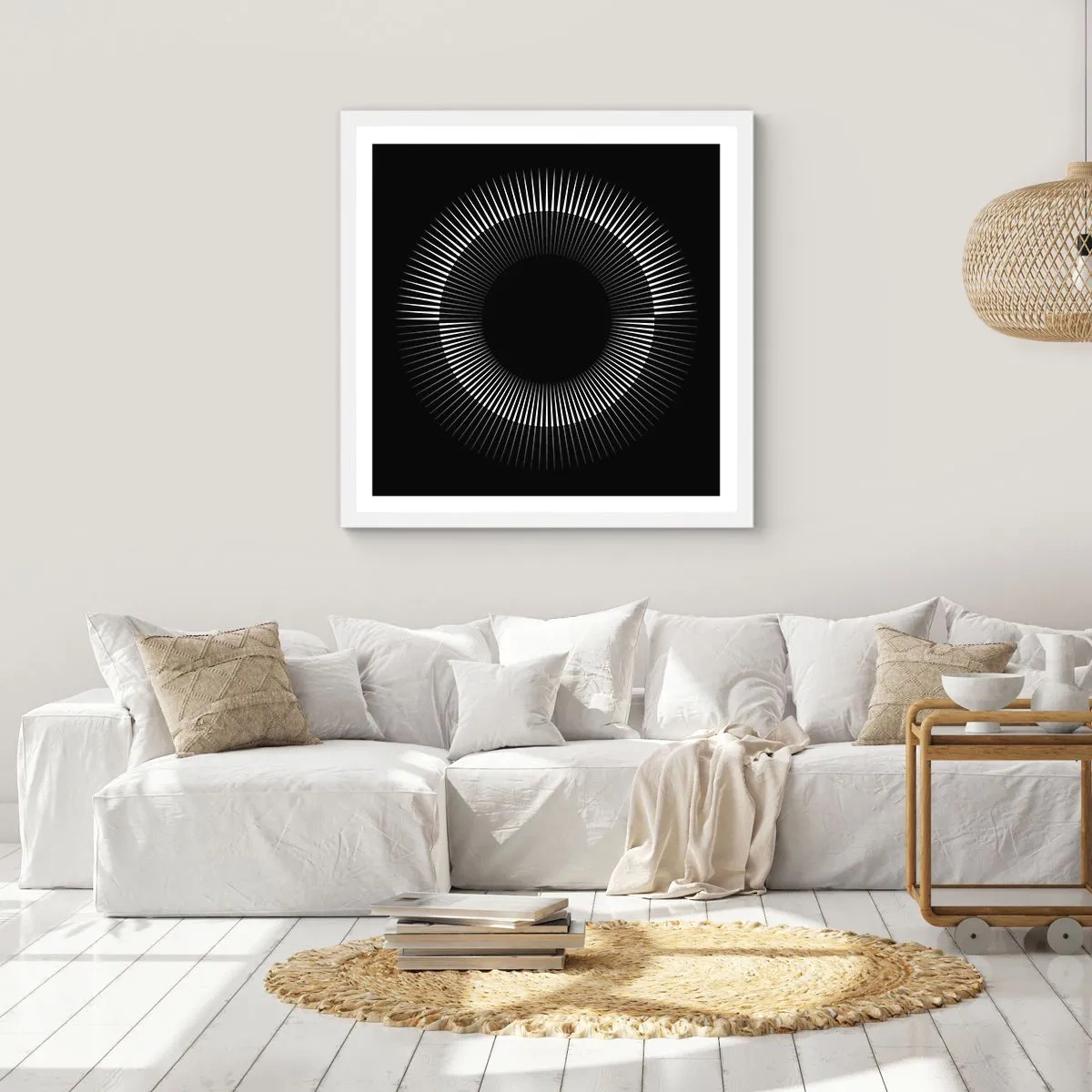 Poster in einem weißen Rahmen - Schwarze Sonne - 30x30 cm