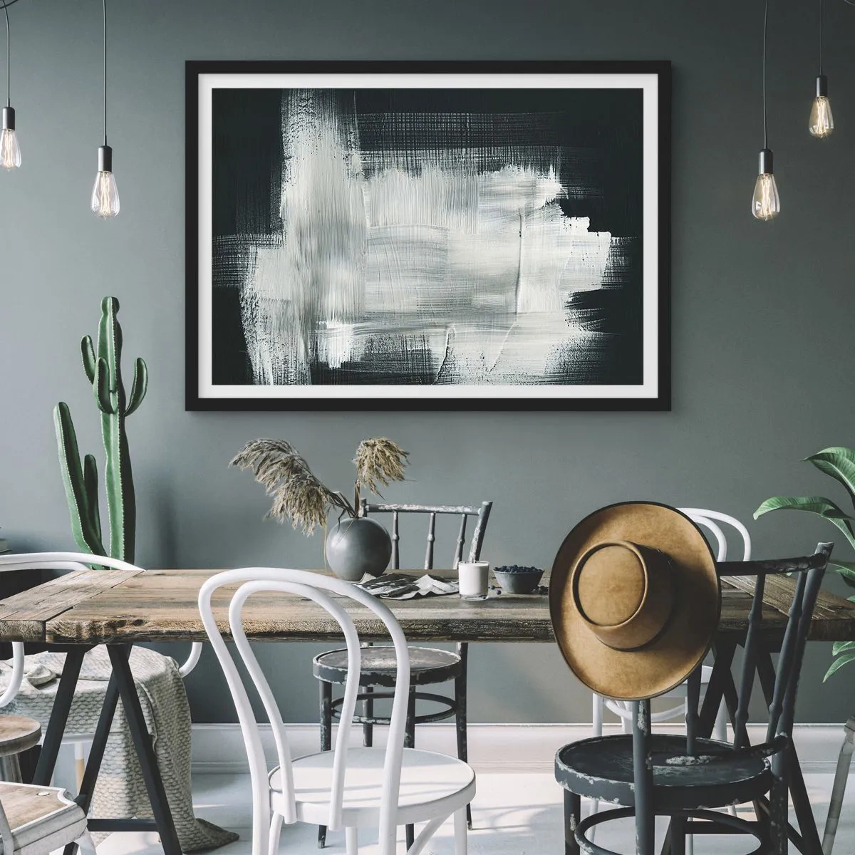 Poster in einem schwarzem Rahmen - Vertikal und horizontal gewebt - 40x30 cm