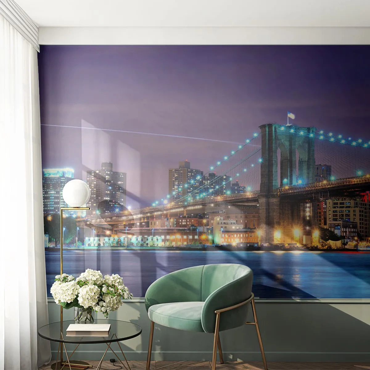 Fototapete Premium Canvas - Seit vielen Jahren die Brooklyn Bridge - Stadt, New York, Brooklyn Brücke - 250x175 cm