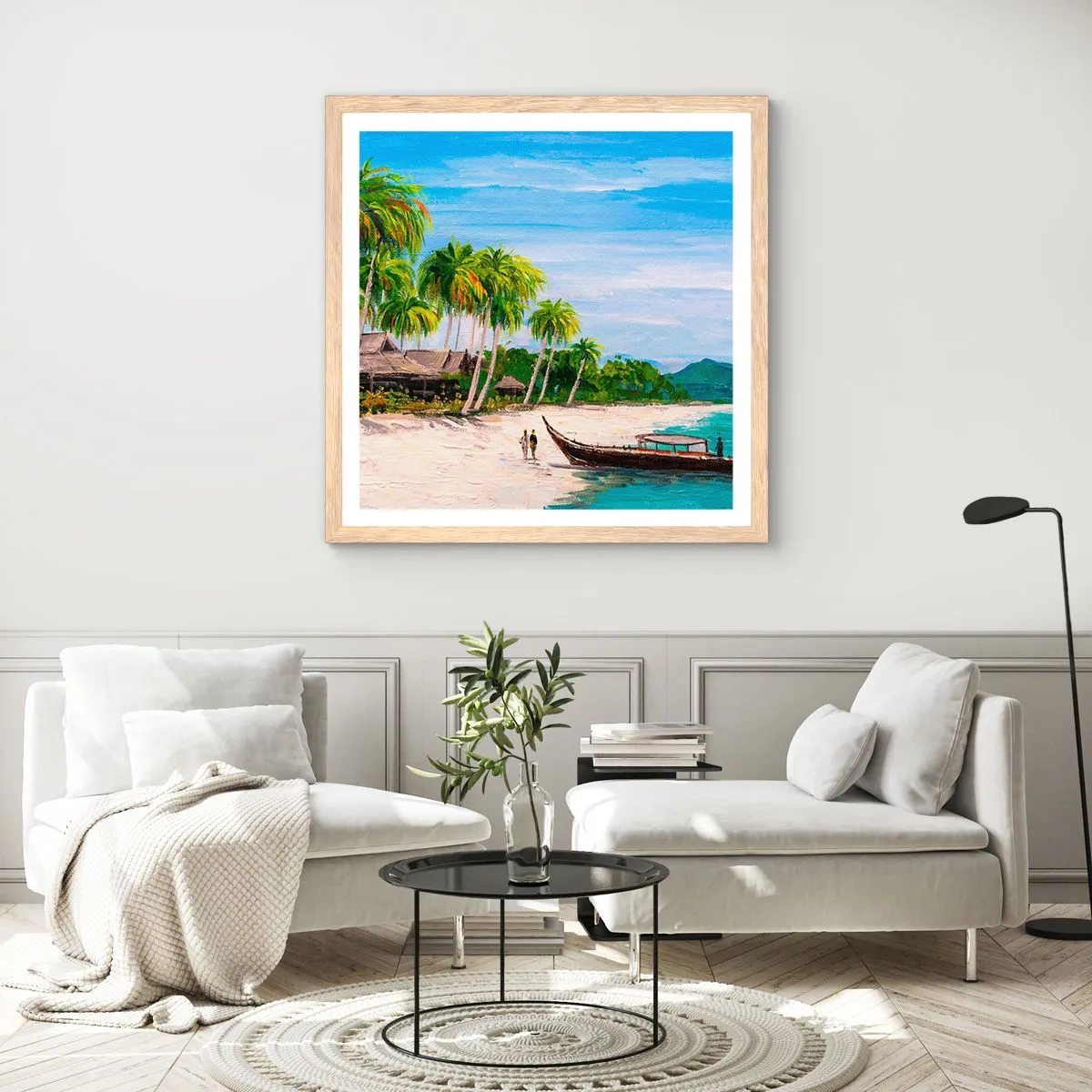 Poster in einem Rahmen aus heller Eiche - Exotischer Traum - 60x60 cm