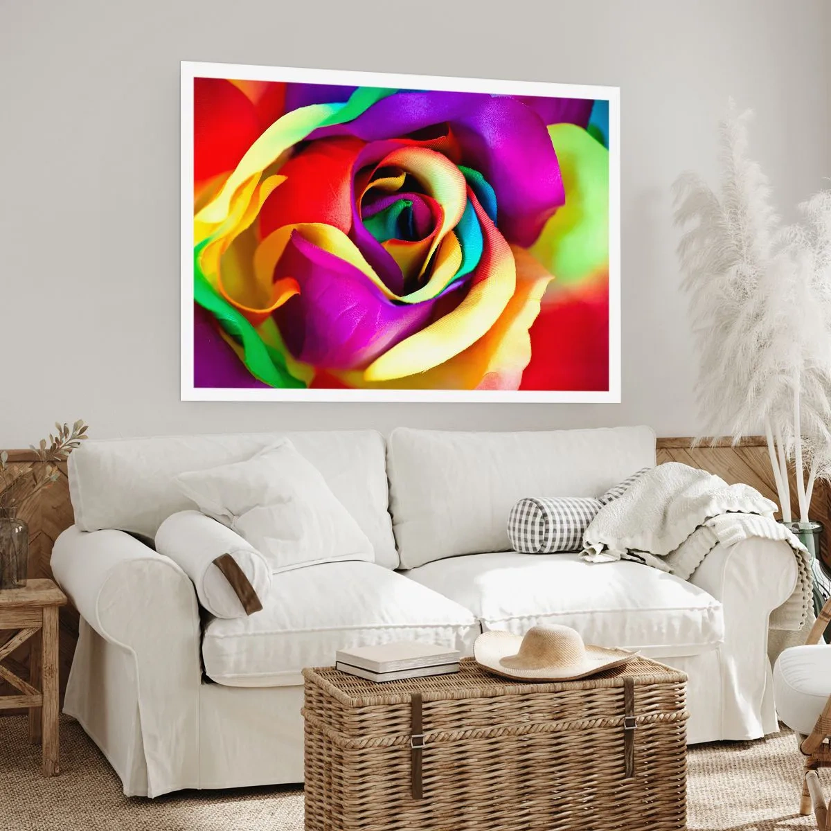 Poster - Eine bunte Rose in Regenbogenfarben - 100x70cm - Es ist unmöglich - Moderne Wanddekoration für Wohnzimmer und Schlafzimmer ARTTOR
