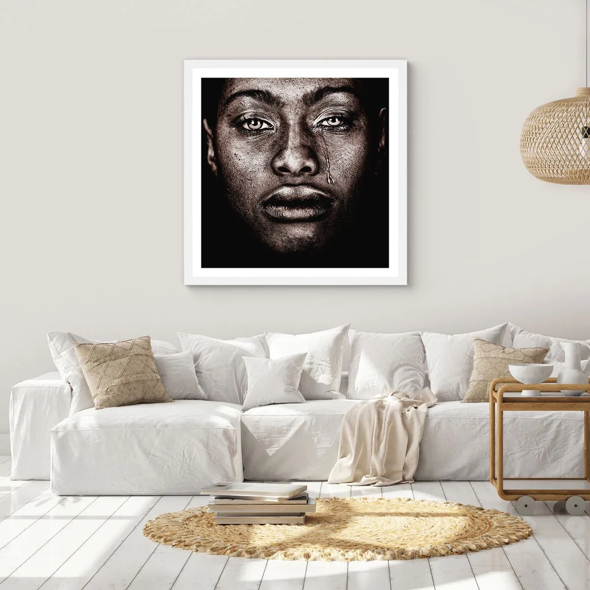 Poster in einem weißen Rahmen - Eine Träne - 60x60 cm