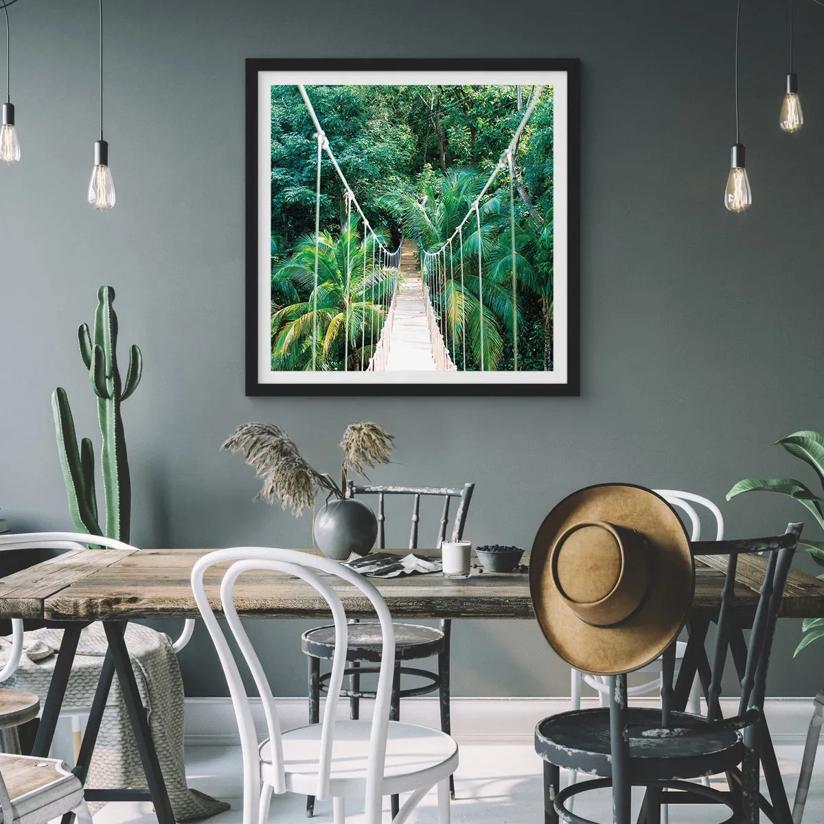 Poster in einem schwarzem Rahmen - Willkommen im Dschungel! - 30x30 cm