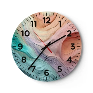 Wanduhr - Glasuhr - Regenbogenwelle - 40x40 cm