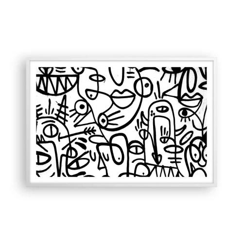 Poster in einem weißen Rahmen - Gesichter und Luftspiegelungen - 91x61 cm