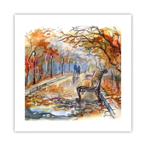 Poster - Gemeinsam im Herbst wandern - 40x40 cm