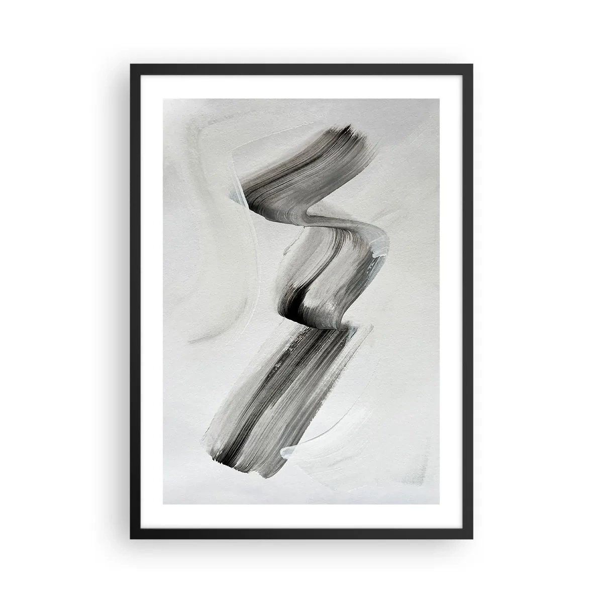 Poster in einem schwarzem Rahmen - Minimalistischer Schwarz-Weiß-Pinsel - 50x70cm - Lässig zum Spaß - Moderne Wanddekoration für Wohnzimmer und Schlafzimmer ARTTOR