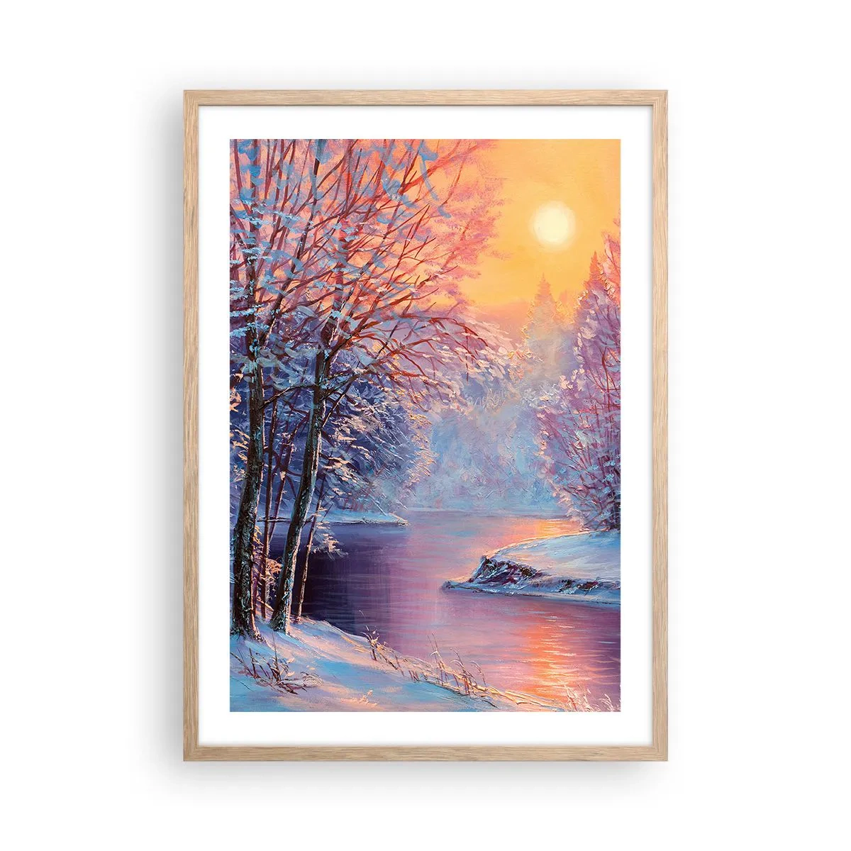 Poster in einem Rahmen aus heller Eiche - Die Farben des Winters - 50x70 cm