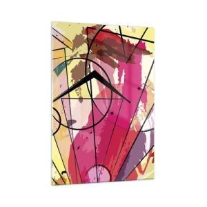 Glasbild - Bild auf glas - Bunte Abstraktion mit geometrischen Mustern und Linien - 50x70cm - Explosion - Moderne Wanddekoration für Wohnzimmer und Schlafzimmer ARTTOR