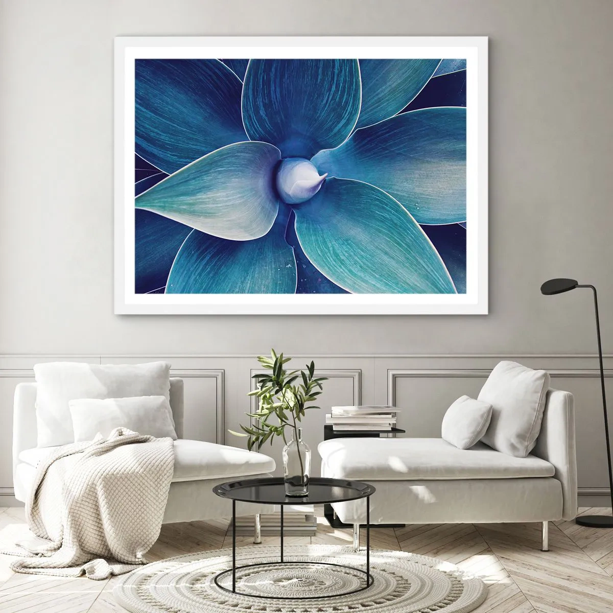 Poster in einem weißen Rahmen - Bläulich vom Himmel - 70x50 cm
