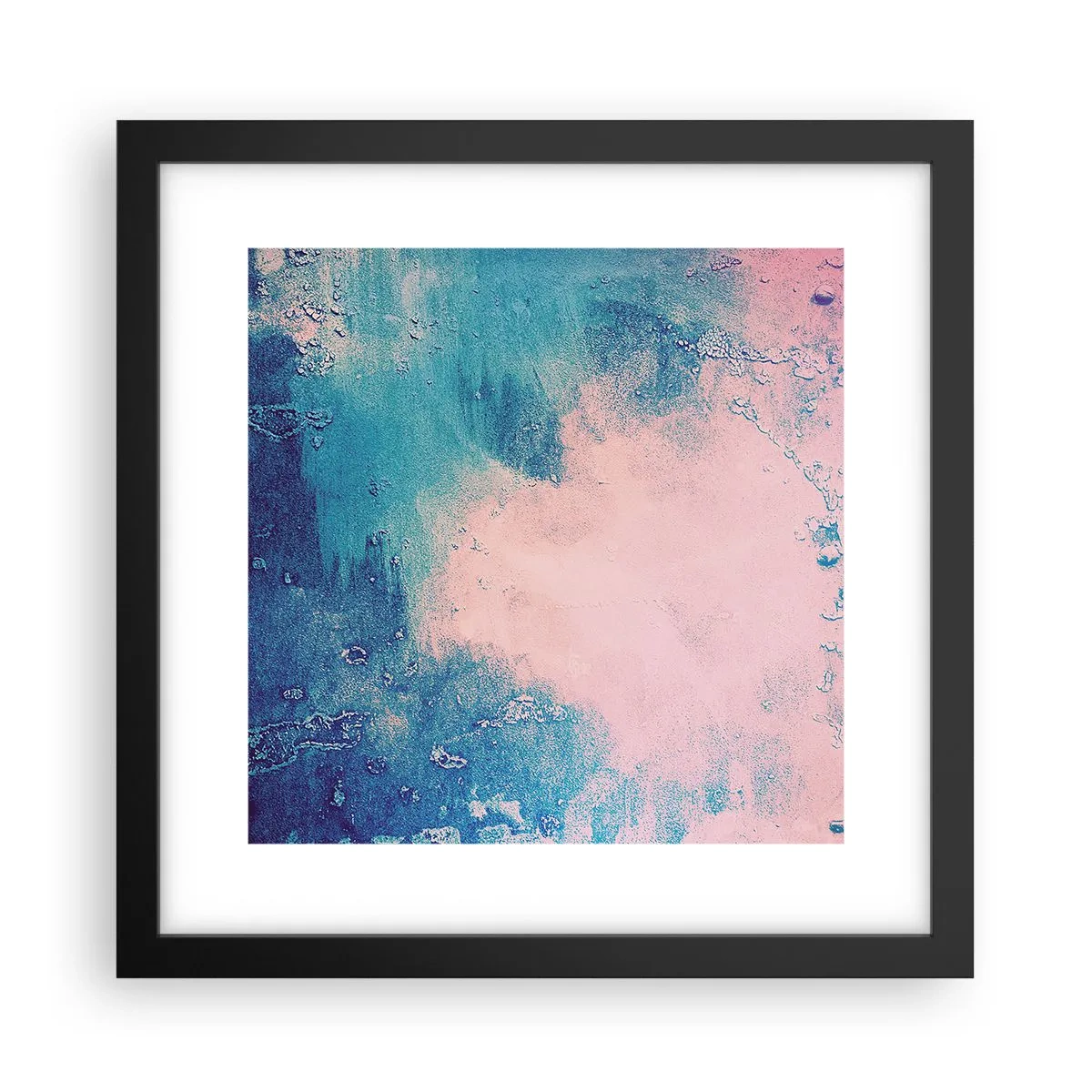 Poster in einem schwarzem Rahmen - Himmelsblaue Umarmungen - 30x30 cm