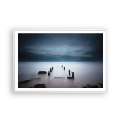 Poster in einem weißen Rahmen - Nachdenklicher See - 91x61 cm