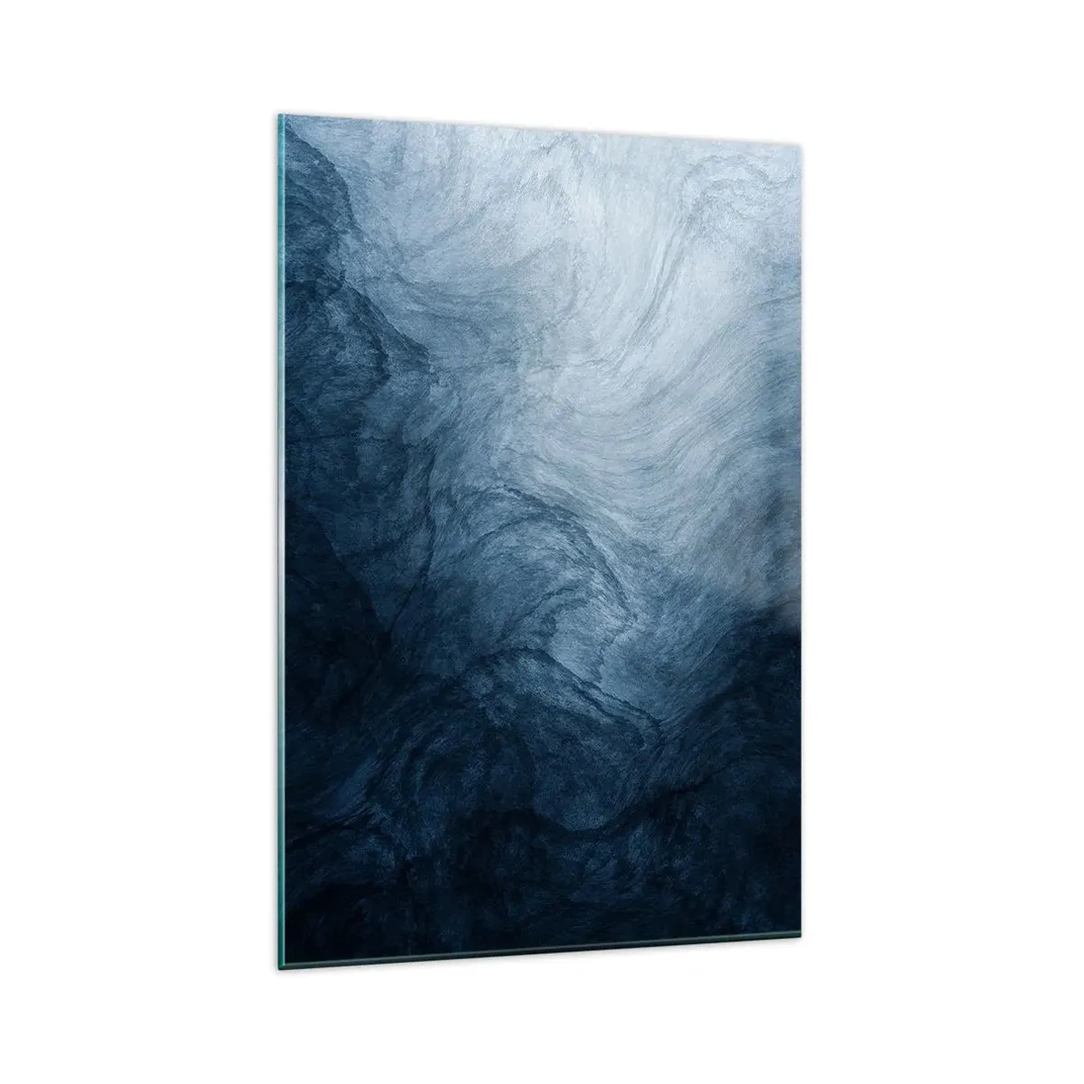Glasbild - Bild auf glas - Eine abstrakte Komposition in Blau- und Marineblautönen. - 80x120cm - Greifen Sie tief - Moderne Wanddekoration für Wohnzimmer und Schlafzimmer ARTTOR
