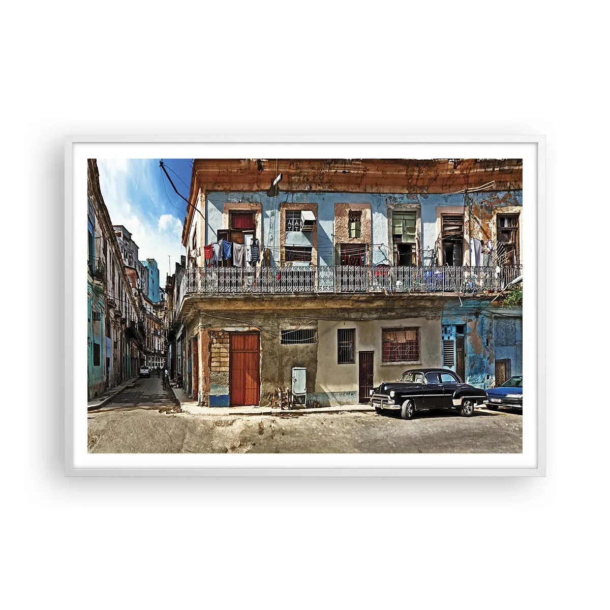 Poster in einem weißen Rahmen - Havanna-Stimmung - 100x70 cm