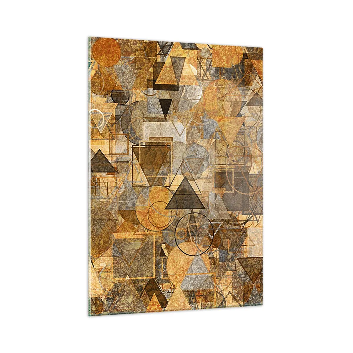 Glasbild - Bild auf glas - Abstrakte geometrische Komposition in warmen Tönen - 50x70cm - Die Welt in Form - Moderne Wanddekoration für Wohnzimmer und Schlafzimmer ARTTOR