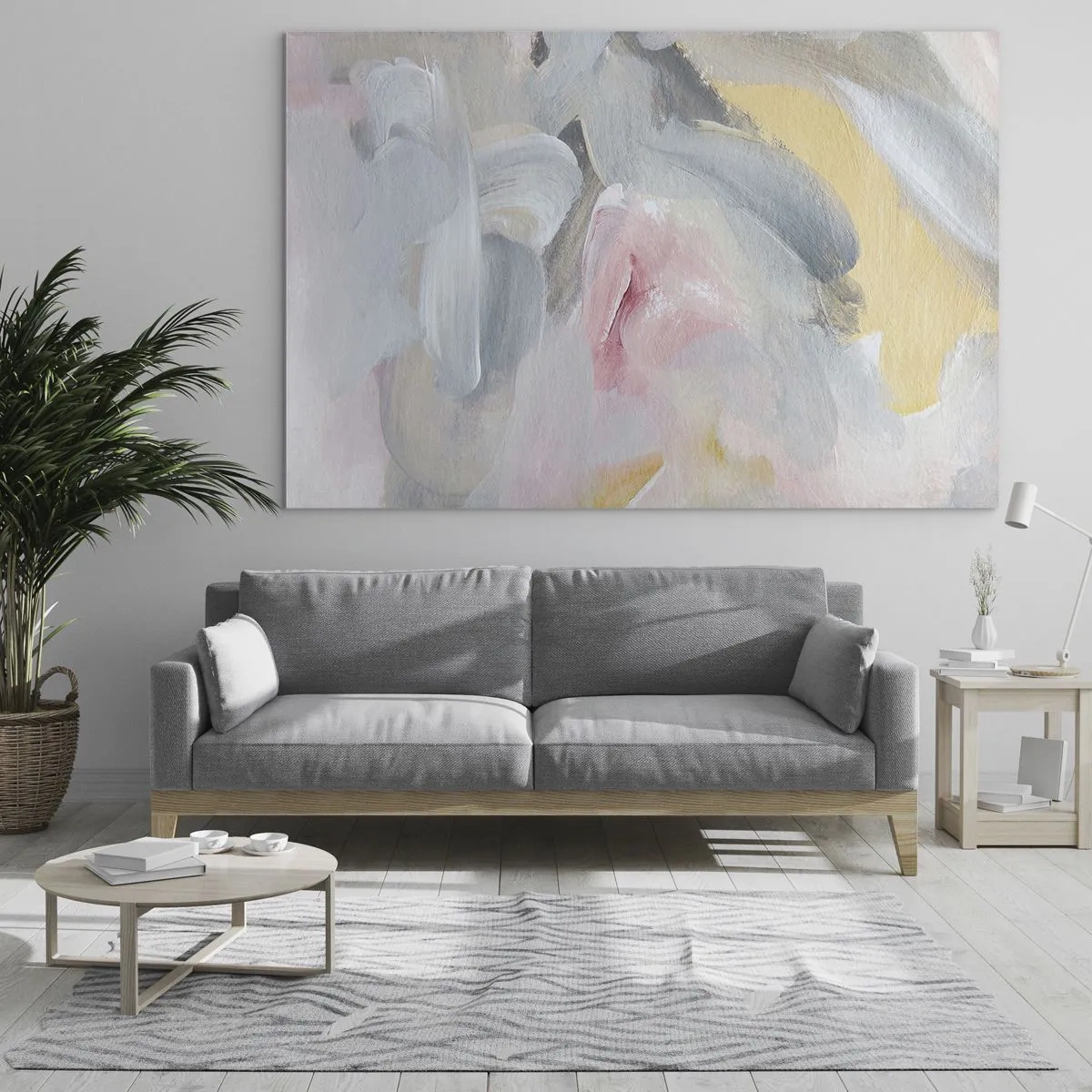 Glasbild - Bild auf glas - Abstrakte Komposition in Pastellfarben - 120x80cm - In einer Pastellwelt - Moderne Wanddekoration für Wohnzimmer und Schlafzimmer ARTTOR