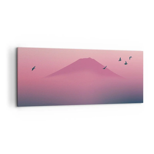 Bild auf Leinwand - Leinwandbild - Wanderer über den Wolken - 100x40 cm