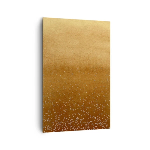 Bild auf Leinwand - Leinwandbild - Ein goldener Farbverlauf mit dezentem Schimmer und Verzierung - 80x120cm - Die Geburt des Lichts - Moderne Wanddekoration für Wohnzimmer und Schlafzimmer ARTTOR