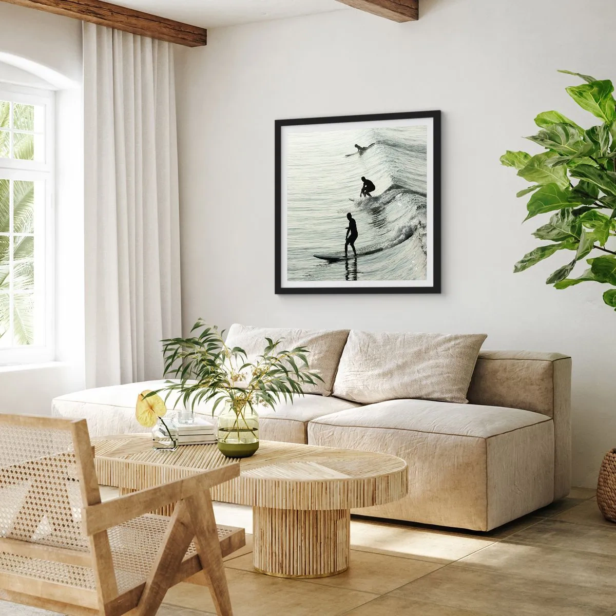 Poster in einem schwarzem Rahmen - Gegen die Welle - 50x50 cm