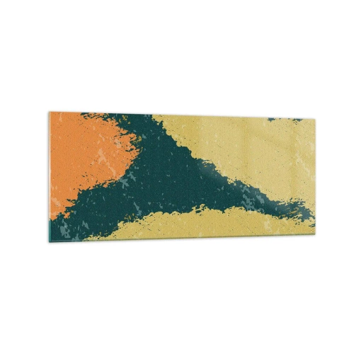 Glasbild - Bild auf glas - Abstrakte Flecken in erdigen und grünen Farben - 120x50cm - Abstraktion – langsame Bewegung - Moderne Wanddekoration für Wohnzimmer und Schlafzimmer ARTTOR