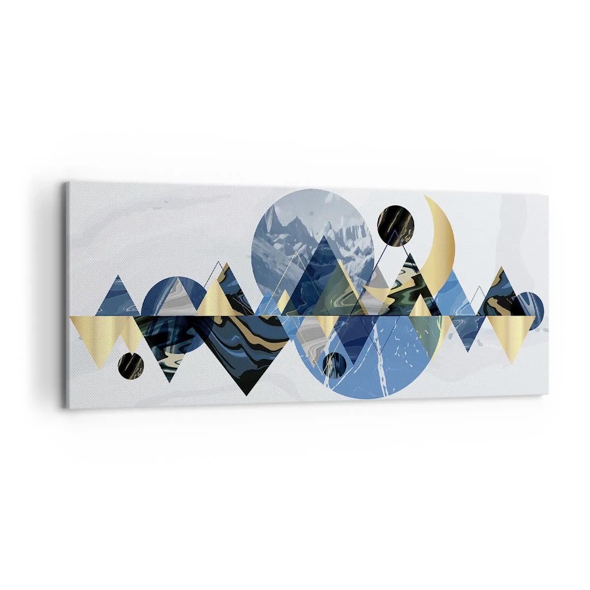 Bild auf Leinwand - Leinwandbild - Abstrakte geometrische Muster mit Bergmotiven - 120x50cm - Geometrische Landschaft - Moderne Wanddekoration für Wohnzimmer und Schlafzimmer ARTTOR