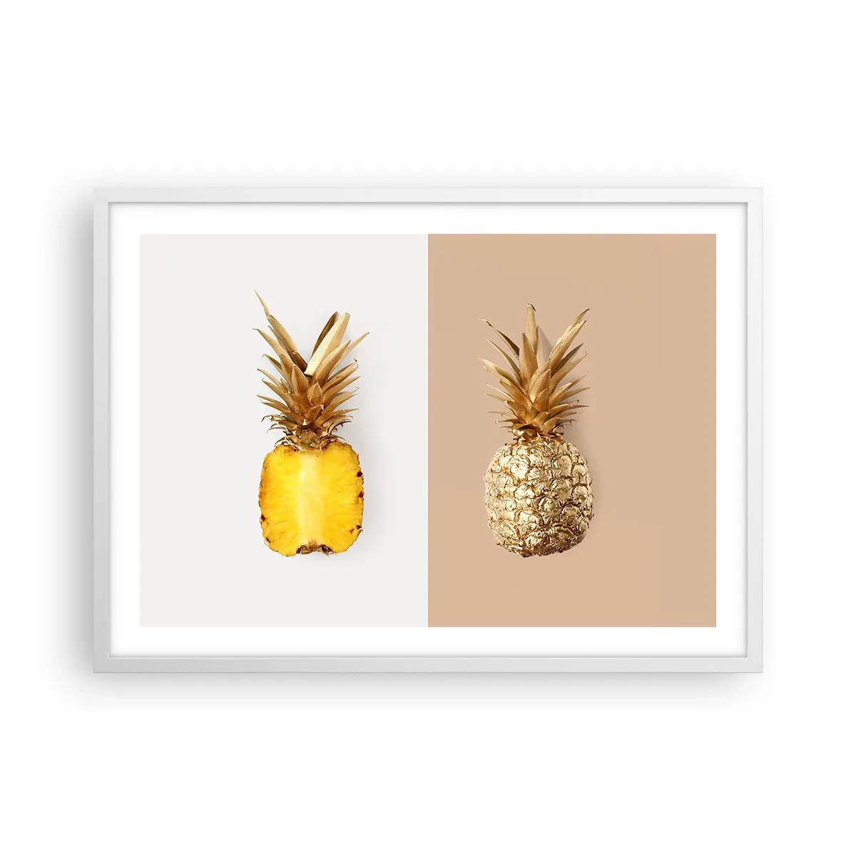 Poster in einem weißen Rahmen - Ananas für uns - 70x50 cm