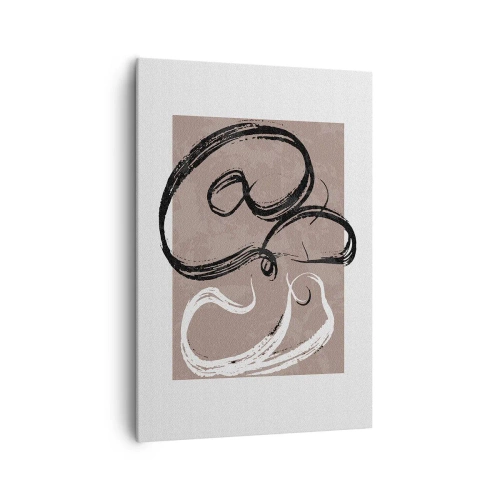 Bild auf Leinwand - Leinwandbild - Schwarz-weiße Abstraktion auf beigem Hintergrund - 70x100cm - Komposition – die Suche nach Fülle - Moderne Wanddekoration für Wohnzimmer und Schlafzimmer ARTTOR