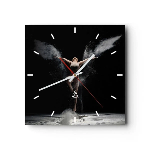 Wanduhr - Glasuhr - Eine Tänzerin in Bewegung mit einem auffälligen Staubeffekt auf schwarzem Hintergrund - 30x30cm - Elfen existieren - Moderne Wanddekoration für Wohnzimmer und Schlafzimmer ARTTOR