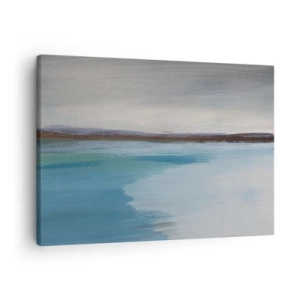 Bild auf Leinwand - Leinwandbild - Eine minimalistische Landschaft mit Wasserlinie und Horizont - 70x50cm - Horizontale Landschaft - Moderne Wanddekoration für Wohnzimmer und Schlafzimmer ARTTOR