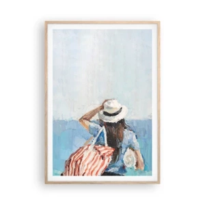 Poster in einem Rahmen aus heller Eiche - Willkommen in den Sommerferien - 70x100 cm