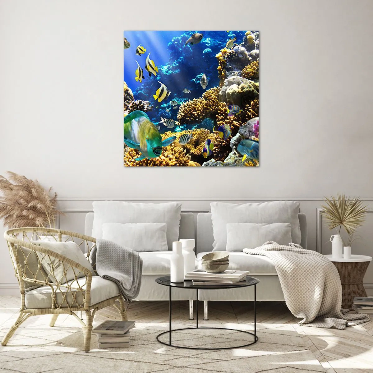 Glasbild - Bild auf glas - Viel Verkehr auf dem Ferienweg - 50x50 cm