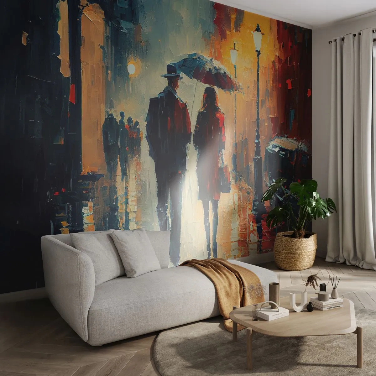 Selbstklebende Fototapete Deluxe Sticker - Urbane Liebesgeschichte - Romantik, Paar, Landschaft - 100x70 cm