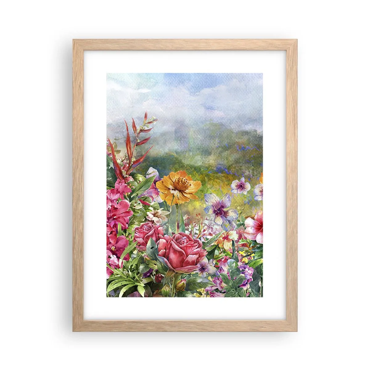 Poster in einem Rahmen aus heller Eiche - Ein Garten, der verrückt geworden ist - 30x40 cm