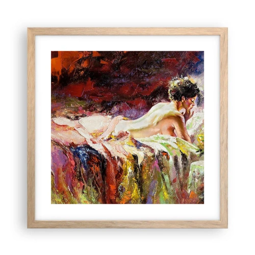 Poster in einem Rahmen aus heller Eiche - Venus in Gedanken - 40x40 cm